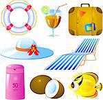 Vector image of vacation icon set, isolated