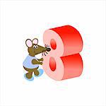 Happy Mouse with number 8