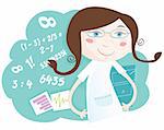 She love math! Vector girl character with numbers. Art Vector Illustration. See similar pictures in my portfolio!