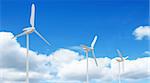 3d render of wind farm turbine and clouds