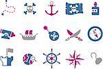 Vector icons pack - Blue-Fuchsia Series, pirate collection