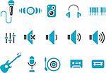 Vector icons pack - Blue Series, music collection