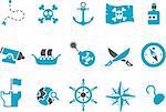 Vector icons pack - Blue Series, pirate collection