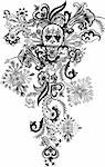 Skull paisley rock tattoo emblem illustration