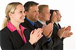 Group Of Business People In A Line Smiling And Applauding