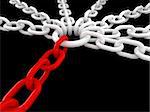 red 3d chain link to the net, different solution