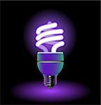 Energy saving fluorescent light bulb - editable vector
