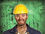 smiling young caucasian labourer heavy industry manual worker