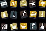 Vector icons pack - Yellow-Brown-Blue Series, house collection