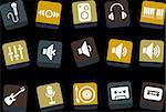 Vector icons pack - Yellow-Brown-Blue Series, music collection