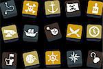 Vector icons pack - Yellow-Brown-Blue Series, pirate collection