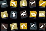 Vector icons pack - Yellow-Brown-Blue Series, weapons collection