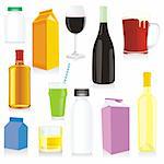 vector illustration of different isolated drink containers