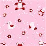 Seamless pattern with a for a baby blanket, with a “quilt” look. Tiles can be combined seamlessly. Graphics are grouped and in several layers for easy editing. The file can be scaled to any