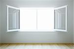 3d rendering the empty room with open window