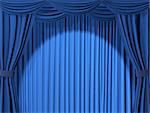 Theatrical curtain of blue color - 3d