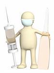 3d doctor with a ampoule and a syringe