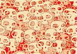 Vector illustration of funky pattern background made of many cool skulls