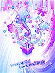 Happy Birthday Colorful Background with Abstract Flower and Fantasy Elements