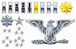 Set of military american army officer ranks insignia icons