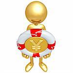 3D Lifebuoy Currency Financial Banking Savings Security Safety Concept And Presentation Figure In 3D