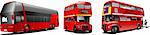 Deux générations de bus Decker rouge double de Londres. Illustration vectorielle