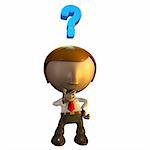 3d business man character with question mark over his head