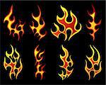 Set of different fire patterns for design use