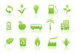 Illustration vectorielle de jeu d'icônes vert écologie