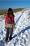 woman hiking at gredos mountains in avila spain