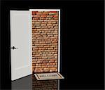 Conceptual image - brick wall in a doorway