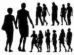 A set of people silhouettes. Vector illustration.