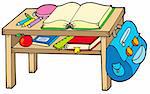 School table on white background - vector illustration.