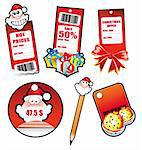 Colorful Set of Santa and Cristmas Stickers for Tag and Cards