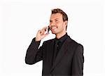 Attractive businessman talking on phone