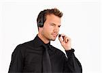 Customer service representative man with a headset on