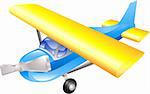 Avion cartoon illustration vecteur en bleu et jaune