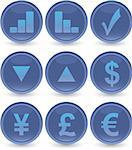 blue financial web icons set
