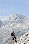 Hiker in the Wetterstein Mountains, Alps Germany