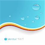 Water drops on blue background. Vector art.