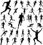 people running silhouettes collection - vector