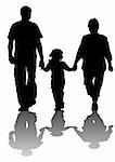 Vector drawing families with children. Silhouettes on a white background