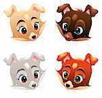Baby dogs, funny cartoon and vector characters