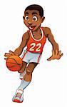 Basket boy. Funny cartoon and vector character