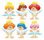 Family of angels. Funny vector and cartoon characters