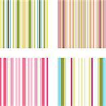 Four retro (seamless) vector stripe patterns in bright colors