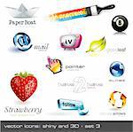 set of vector icons on different topics - 12 items