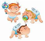 Babies, cartoon and vector characters