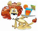 Lion with Drink. Cartoon vector character