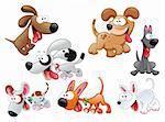 Family of dogs, vector and cartoon characters